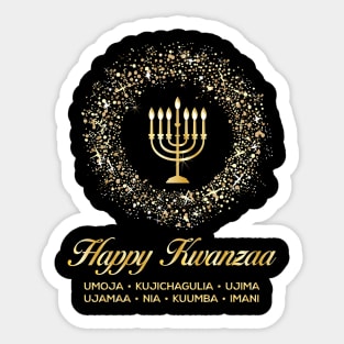 Happy Kwanzaa, Cultural Celebration. Holiday candles in a ring of stars Sticker